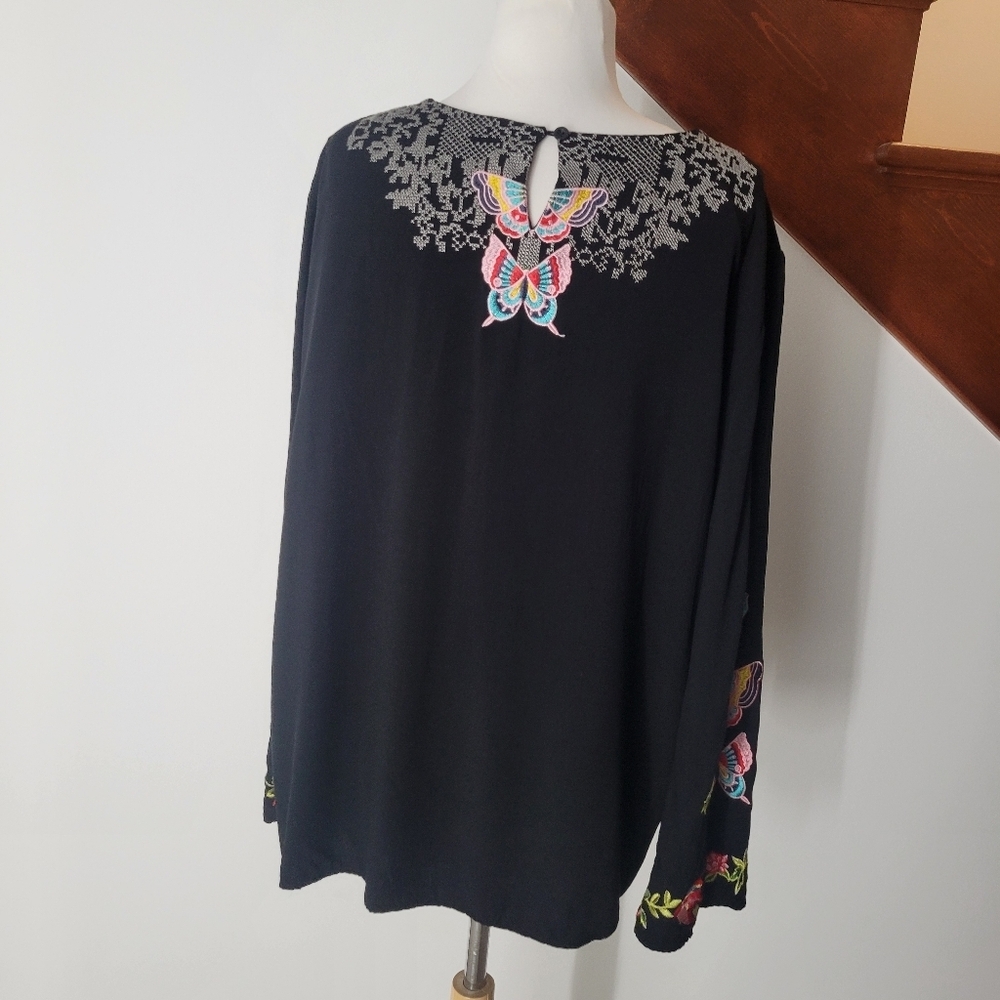 Women Mexican‎ Embroidered Tops Black Boho Size XXL - Picture 7 of 7